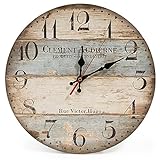 LOHAS Home 12 Zoll/30CM Holz Wanduhr/Küchenuhr im Landhausstil Stille Nicht-tickende für die...