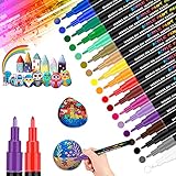 Goffii 18 Farbe Steine Bemalen Acrylstifte für Steine wasserfest Permanent Marker Stift für Ostern...