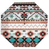 TropicalLife Automatisches Öffnen und Schließen, ethnischer Azteken-Regenschirm, geometrisch,...