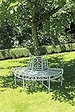 Garden Pleasure Metall Baumbank Varda Gartenbank Sitzbank Parkbank Antik weiß