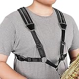 POGOLAB Saxophongurt, Harness Saxophongurt aus Leder, Saxofonhalter Saxophone Strap mit Metallhaken,...
