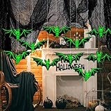 Mineup 10 Stück Leuchtende Fledermaus-Dekoration, Halloween Deko Outdoor, Gruselige Fledermaus...