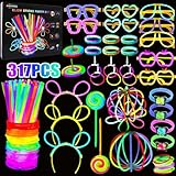 AQXONG 317 PCS Knicklichter Party Set, Fluoreszenz Leuchtendes Armband, Glow Sticks mit Verbinder,...