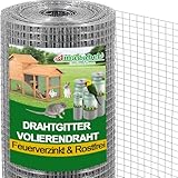 Amagabeli Drahtgitter Volierendraht 1m X 20m, Feuerverzinkt & Rostfrei (12x12mm) – Für Hochbeet,...
