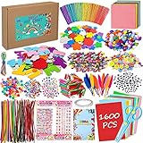 LPAOIS Bastelset Kinder 1600+Pcs Kunst und DIY Handwerk für Kinder, Bastelzubehör Scrapbooking...