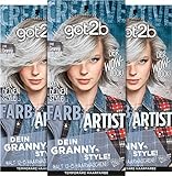 got2b Farb/Artist 098 Granny Silber Stufe 2 (3 x 80 ml), auswaschbare Haarfarbe lässt Haare in...