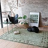 FRAAI | Home & Living Teppich Vintage - Wonder Grün Schwarz 140x190cm - Synthetik, Polypropylen -...