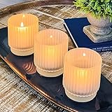 Kate Aspen Teelichthalter, geriffelt, Milchglas, Vintage, 6 Stück, rustikale Dekoration,...