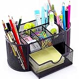 Lenfuos Schreibtisch Organizer, Mesh Metall Büro-Organizer mit Schublade und Stifthalter für...