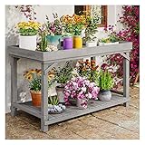 Pflanztisch für den Garten, 2-stöckig, Pflanzenregal für drinnen und draußen, brauner...