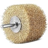 S&R Stahldraht Rundbürste, Schleifbürste Messing 80 mm x 35 mm, Holzstruktur-Bürste vermessingt,...