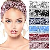 Apricitie Haarbänder Damen Breite Elastische Boho Stirnband Criss Cross Paisley Print Haarband Yoga...