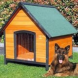 zooprinz premium Hundehütte Luna - aus wetterfestem Vollholz, Dach zum Öffnen und Lamellentür -...