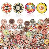 JAXICREY Bunte Knöpfe, 100 Stück Bunte Holzknöpfe Knöpfe Kaufen Bunt Kinderknöpfe zum Basteln...