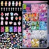 3D-Nagelanhänger aus Acryl, verschiedene Farben, Blumenschleifen, Schmetterlinge, Herzen, Perlen,...