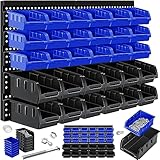 MASKO® Stapelboxen + Wandregal 32-teiliges Set Box Sichtlagerkästen Schüttenregal Steckregal,...