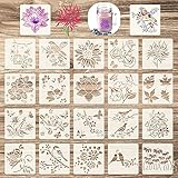 ASTER 20 Stücke Blumen Vogel Schablone Flower Painting Template, 15 x 15 cm Wiederverwendbare Blatt...