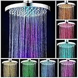 JINYOMFLY Regendusche Duschkopf LED 8 Zoll, LED Duschkopf mit Farbwechsel, LED Regendusche...