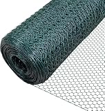 Maschendrahtzaun Sechseckgeflecht，25m Länge × 50cm Höhe | PVC-beschichteter Maschendrahtzaun |...