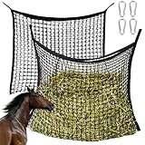 2 Stück Heunetz für Pferde, 60 x 90cm Heusack für Pferde, Farming Heunetz mit 4 Karabinerhaken,...