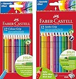 Faber-Castell - Buntstifte Colour Grip, 12er Kartonetui + 12er Kartonetui Jumbo Grip Buntstifte