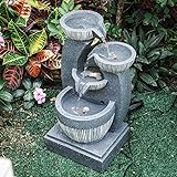 BTGGG Gartenbrunnen Springbrunnen für Außen,4 Stufiger Zimmerbrunnen Wasserfall mit Beleuchtung...