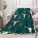 Western-Boho-Überwurfdecke, böhmischer geometrischer Südwestlicher Stierschädel, warm und...