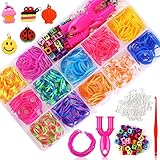 SONEER Loom Bänder Set, 600 Stück Loops Gummis, Bunt Loom Gummibänder Set für Mädchen Jungen...