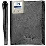 Jaimie Jacobs SLIMSTAR Geldbeutel dünne Geldbörse Leder Slim Wallet Hochformat Herren (Schwarz)