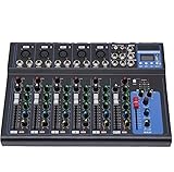 Bluetooth Audio Mixer 7 Kanal dj mischpult Live Studio mit USB DJ Sound Console Amplifier...