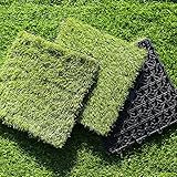 S SIENOC Kunstrasen Fliesen Grasmatte Klickfliesen Rasenfliese Terrassenfliese 30x30cm für Balkon...