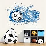 ANHUIB 3D Wandtattoo Fußball Wandsticker Kinderzimmer Fussball Durchbruch Wandaufkleber für...