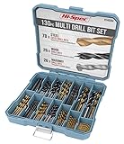 Hi-Spec 130 tlg. Bohrer Bit Set in 8 Größen von 1mm bis 10mm. HSS-Titan-, Mauerwerks- und...