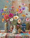 GOUGOUFAFA Malen Nach Zahlen Erwachsene Blumen- Blumen Malen nach Zahlen Diy Erwachsene, Acrylfarbe...