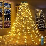 2 m LED Weihnachtsbaum Lichterkette mit 280 LEDs & 8 Ringen, Warmweiß Christbaum Lichterkette,...