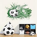 ANHUIB Fußball Wandtattoo 3D Wandsticker Fussball Kinderzimmer Jungen Selbstklebende Durchbruch...