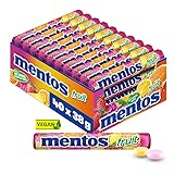Mentos Fruit Dragees, 40 Rollen Bonbons, Frucht-Geschmack mit Orange + Zitrone + Erdbeere, Multipack...