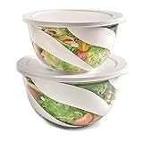 SNIPS | Salatschüssel 2er Set mit Deckel| 3 + 5 L Fassungsvermögen| Rührschüsseln| Set aus zwei...